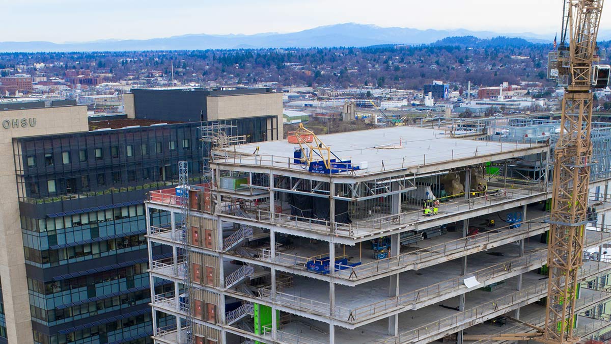 Rooftop installation of High-Rise Material Hoist in Portland